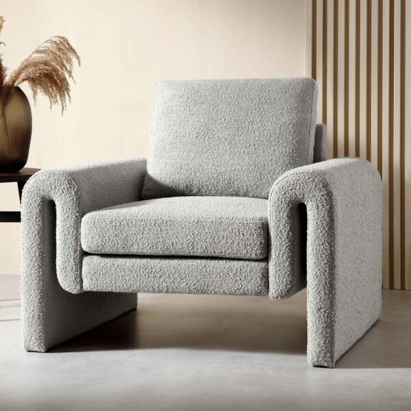 Hampstead Grey Boucle Curved Armchair
